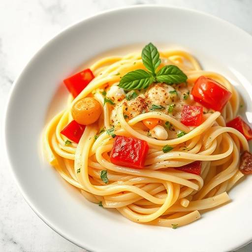 Vegetarian Pasta Primavera: Pasta with seasonal fresh vegetables and a light cream sauce.